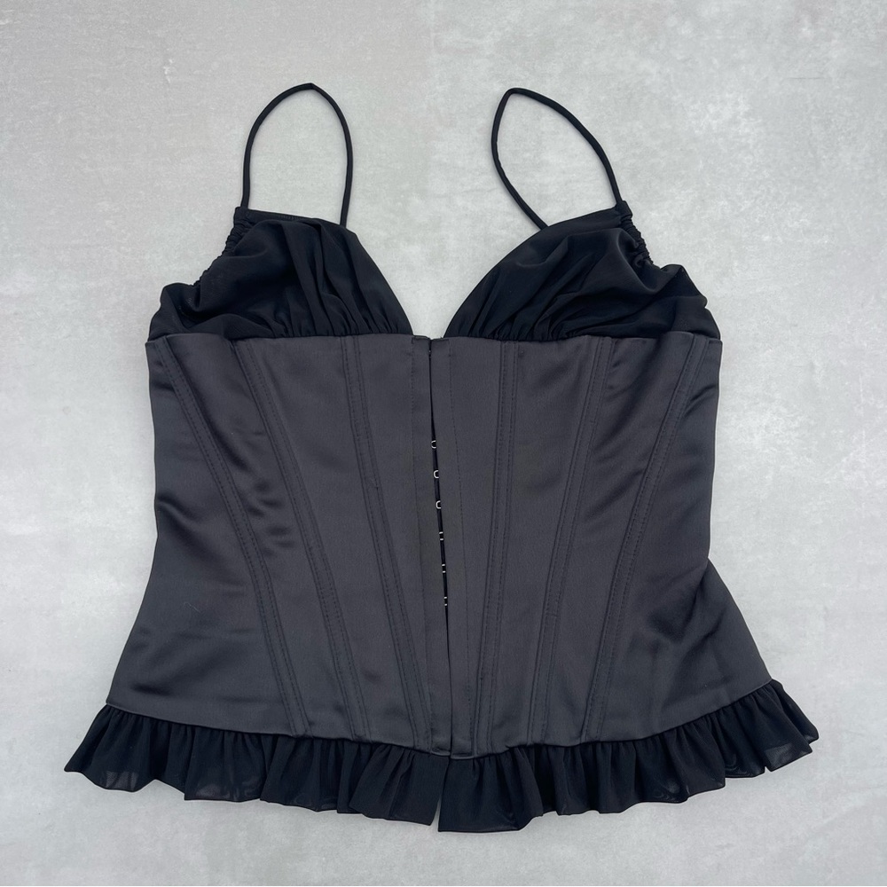 Black Ruffled Corset Tank Top